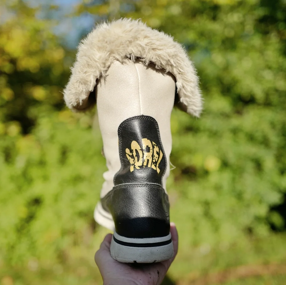 Sorel Women's Winter Fur-Trim Snow Boot in Cream and Black